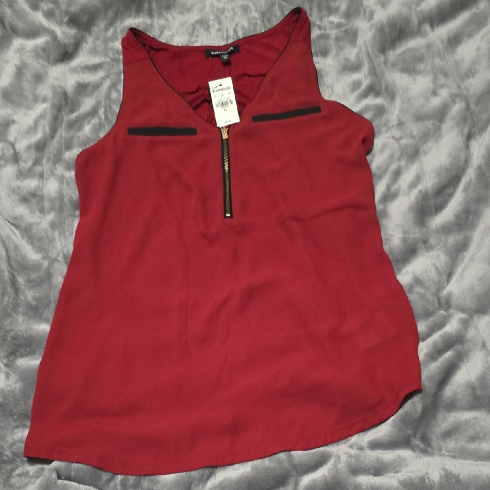 Express Burgundy Tank Top with Adjustable Zipper